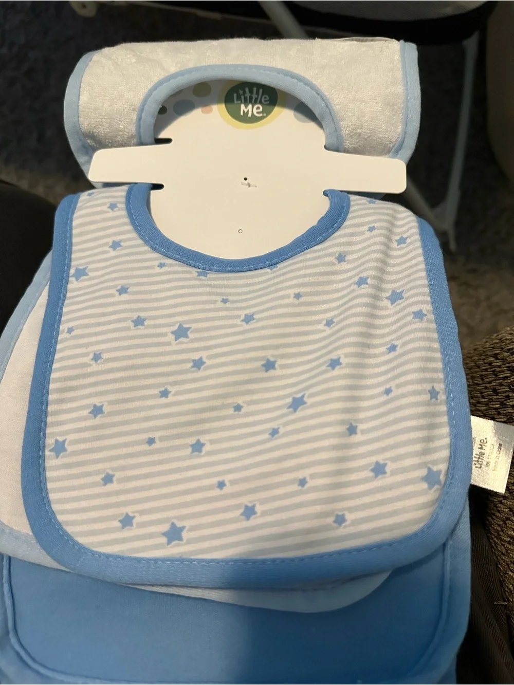 Little Me Blue & White Baby Bib Set - 6 Pack